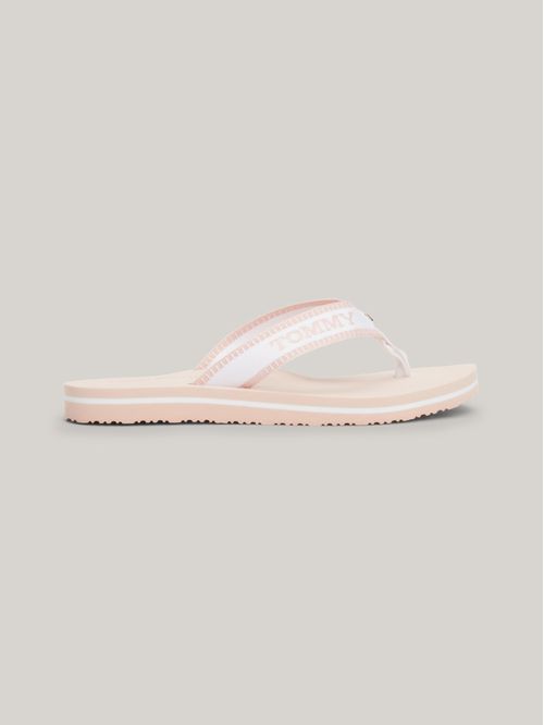 Chanclas blanco trenzadas con monotipo Hilfiger