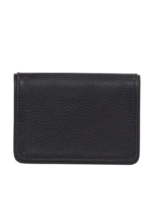 Tarjetero negro de cuero con compartimiento principal