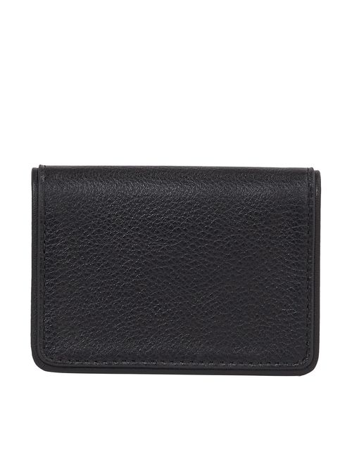 Tarjetero negro de cuero con compartimiento principal