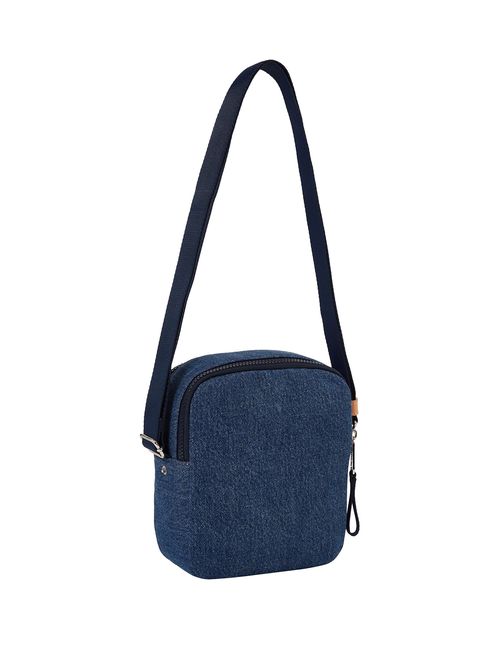 Bolso azul reporter denim con logo