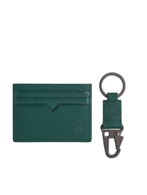 Set verde de tarjetero y llavero