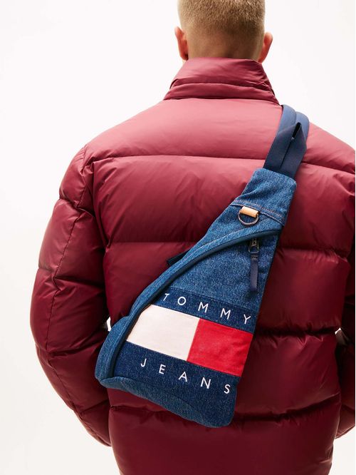 Bolso azul cruzado denim con logo