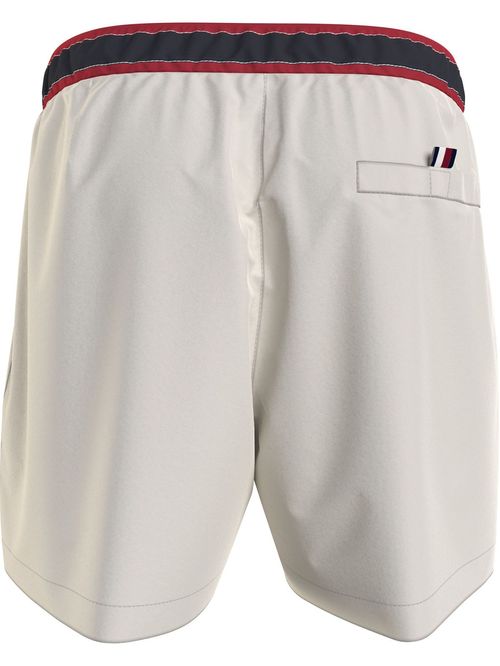 Pantaloneta De Baño Blanca Con Cordón Ajustable Para Hombre