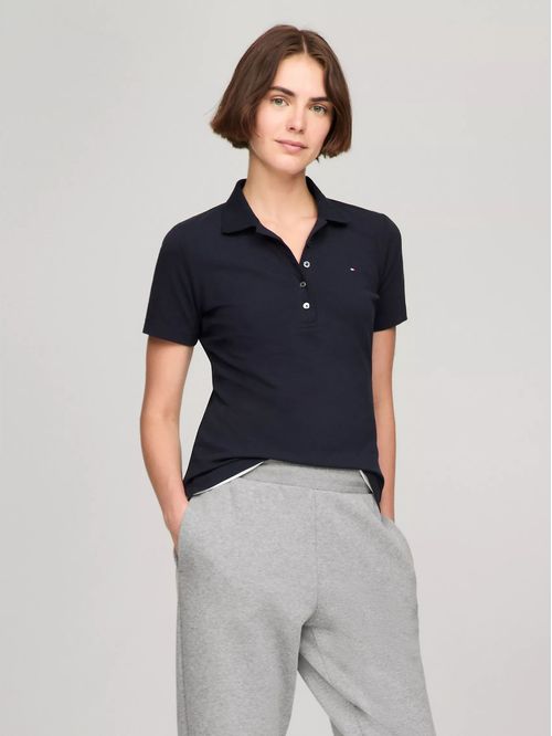 Polo azul de corte slim con logo