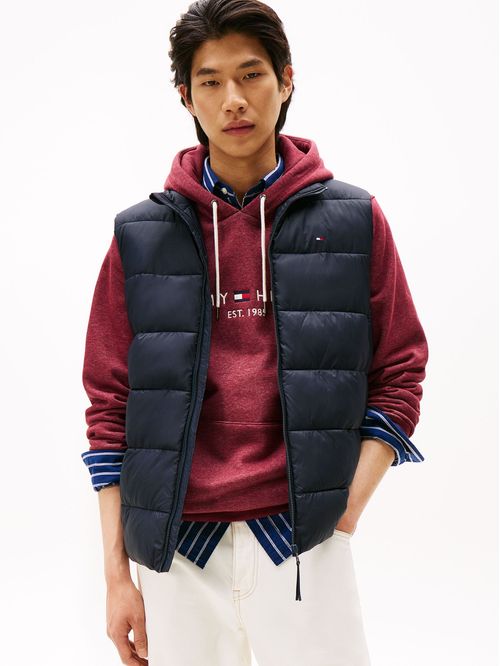 Chaleco azul de cuello alto acolchado