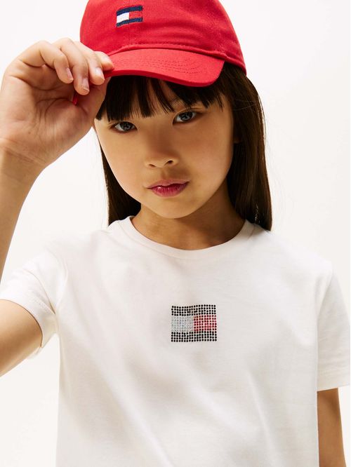 Camiseta blanca con logo de strass