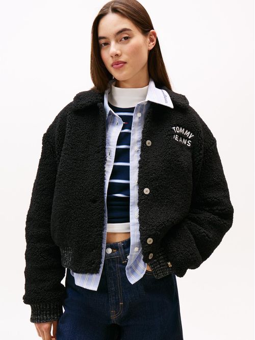 Chaqueta negra bomber con logo