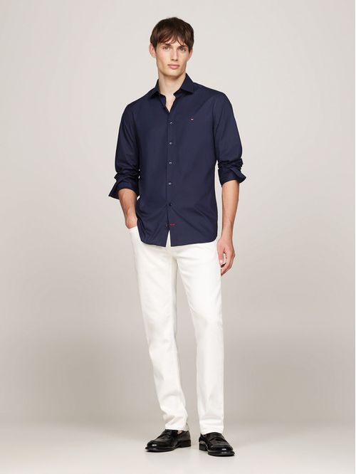 Camisa negra flex poplin de corte slim