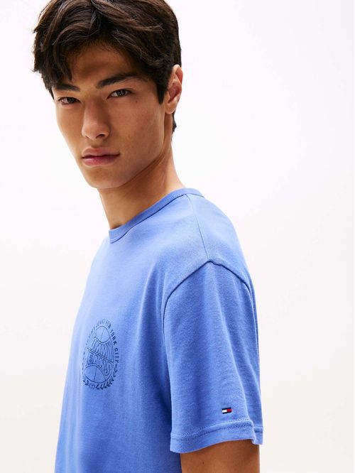 Camiseta azul Heritage con logo de béisbol