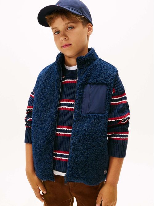 Chaleco azul acolchado reversible con peluche