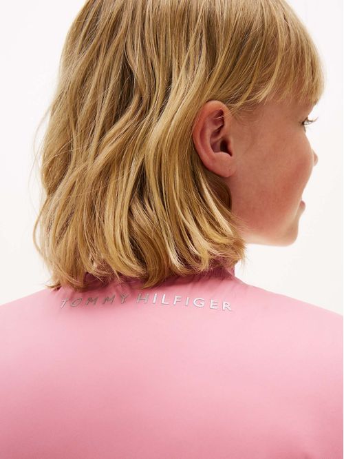 Chaleco rosado acolchado amplio de plumón