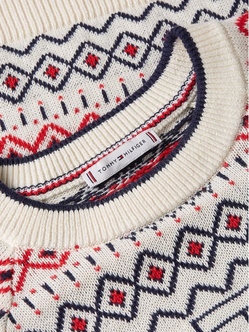 Cárdigan blanco cuello v con diseño AOP Fair isle