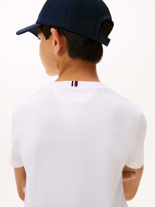 Camiseta blanca de punto con logo bordado