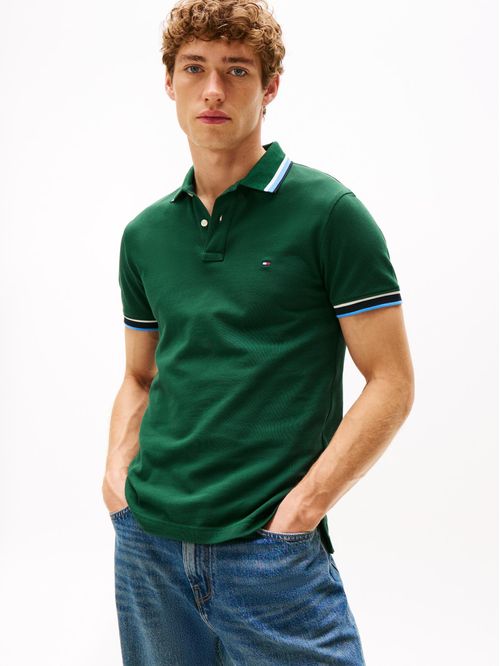 Polo verde de corte slim con logo