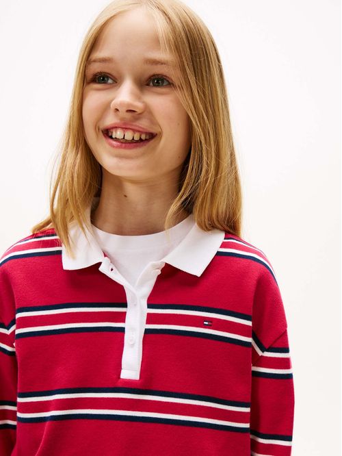 Polo rojo Varsity de manga larga