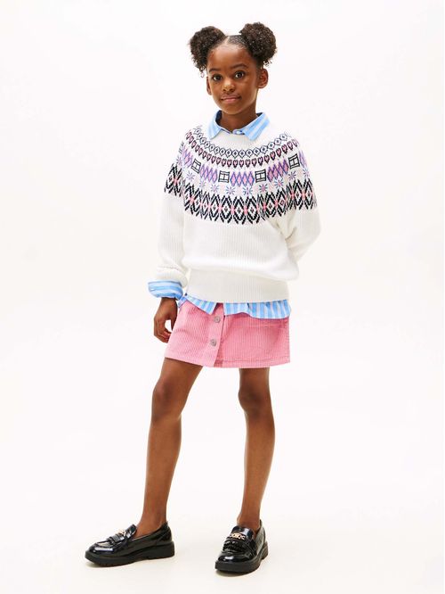 Minifalda rosada de pana con botones