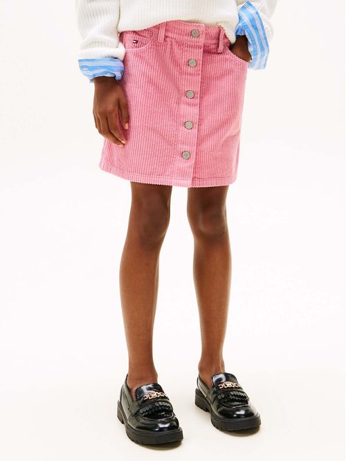 Minifalda rosada de pana con botones