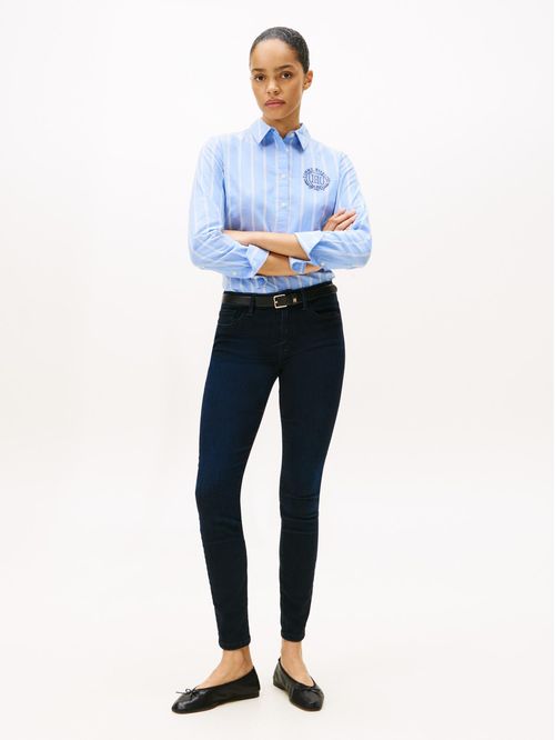 Jeans azul como ceñidos de talle medio