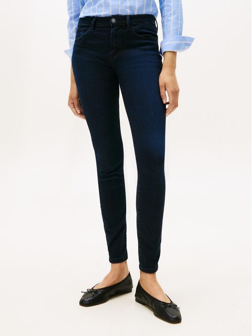 Jeans azul como ceñidos de talle medio