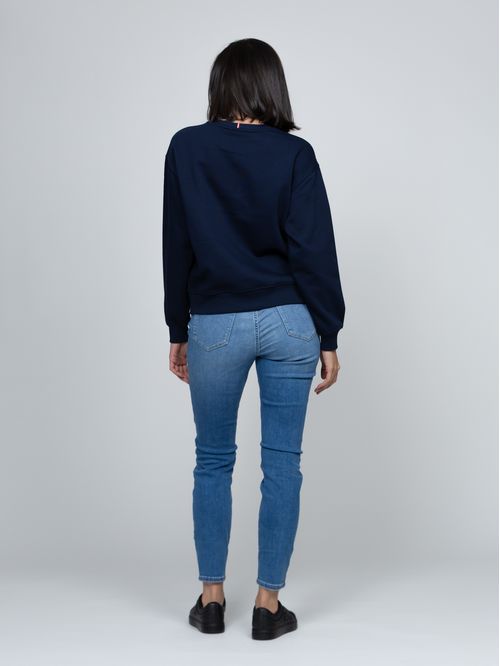 Saco celeste fleece de cuello redondo con logo gráfico