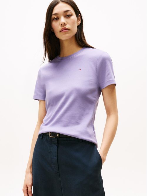 Camiseta morado slim de cuello redondo