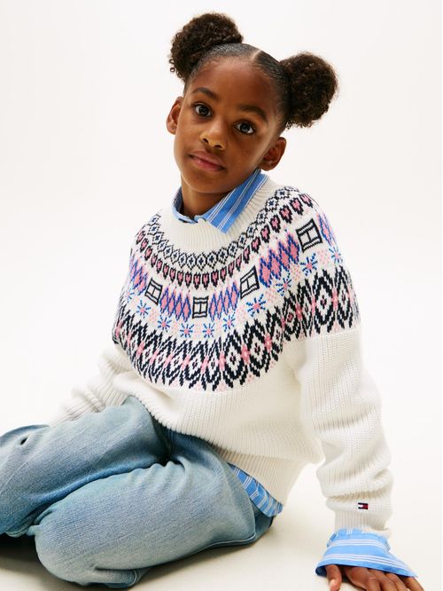 Saco blanco con mangas globo y greca alpina