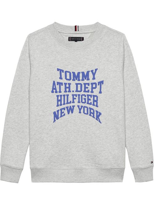 Saco gris varsity con logo universitario gráfico