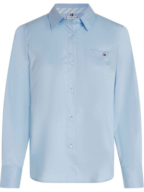 Camisa celeste Classic Poplin de manga larga