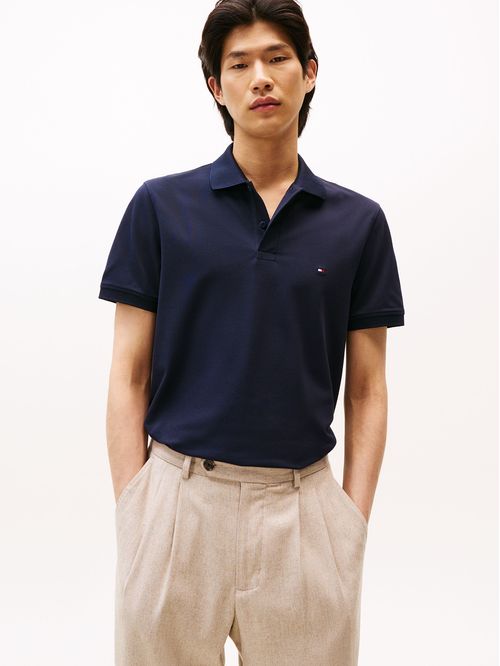 Polo azul TH Flex de corte regular