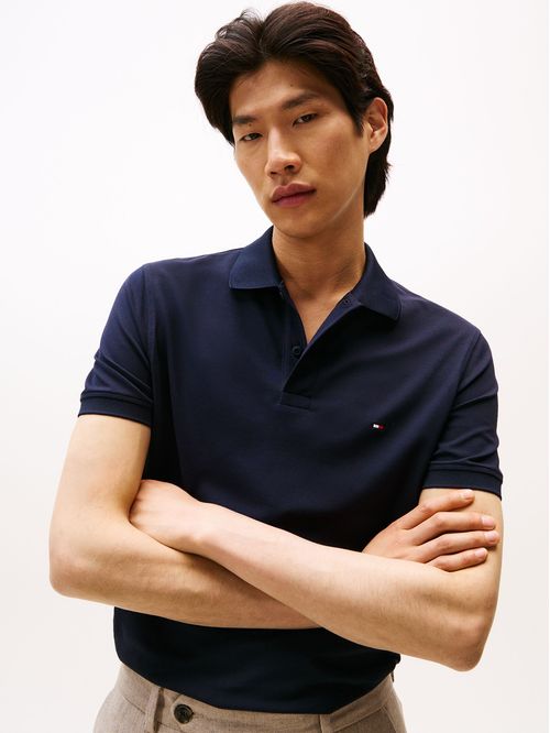 Polo azul TH Flex de corte regular