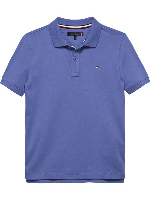 Polo azul de punto interlock de corte regular