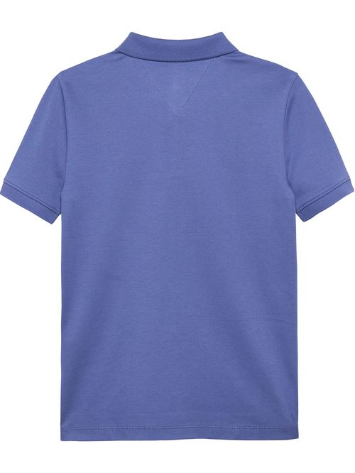 Polo azul de punto interlock de corte regular