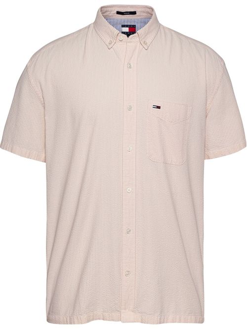 Camisa rosa de rayas con manga corta