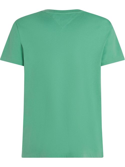 Camiseta verde de cuello redondo con bolsillo