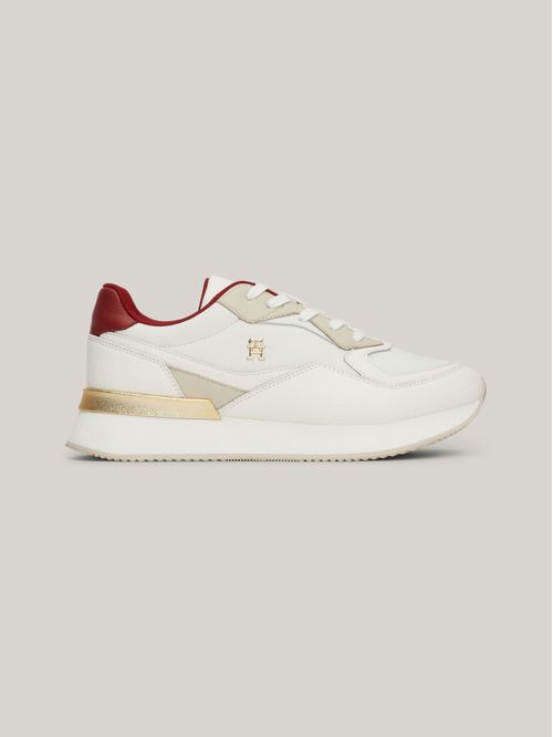 Tenis multicolor de cuero con plataforma y monograma