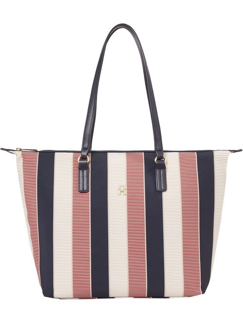 Bolso beige tote poppy stripe
