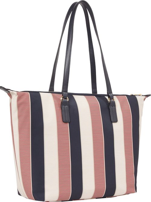 Bolso beige tote poppy stripe