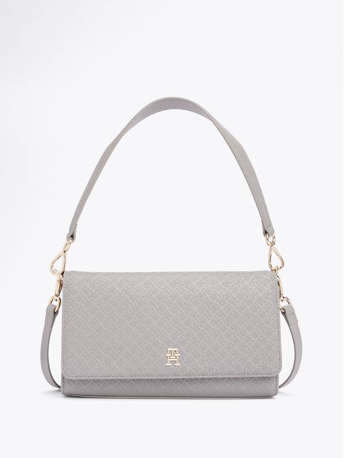 Bolso gris de hombro con monograma TH