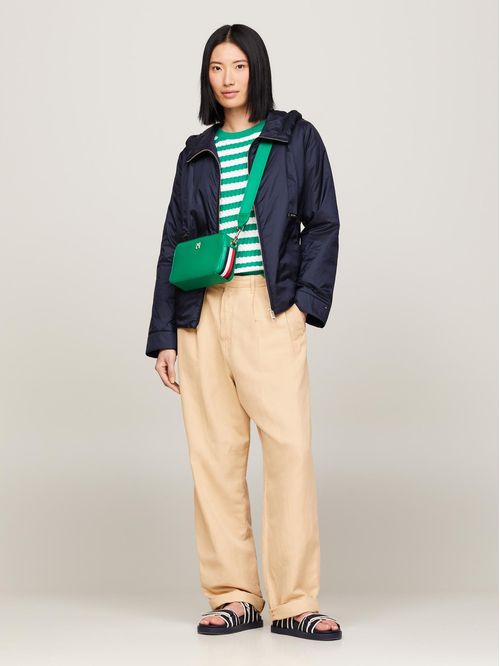 Bolso verde bandolera Essential con cinta distintiva