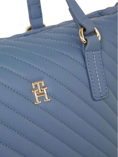 Bolso azul tote acolchado con monograma TH