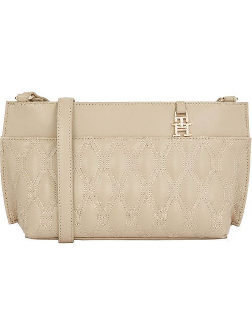 Bolso beige cruzado con logo
